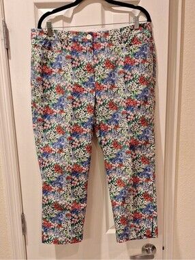 Talbots - Floral Crop Pants in Blue, Red, Green - 12